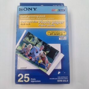 Sony SVM-25LS PHOTO PAPER 25 Prints 4"x 6" Postcard Size Color Printing